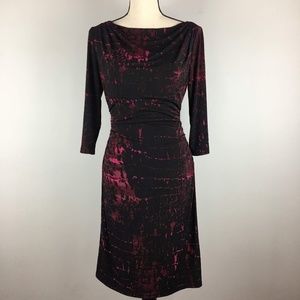 adrianna papell stretchy black/magenta dress
